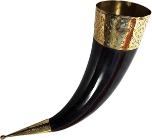 Handmade Viking Drinking Horn Best Selling Export Quality Handicraft Buffalo Horn Animal Style Bone Carving <b>Souvenir</b> From India - Product Image 3