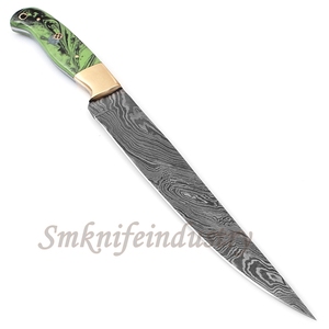 new Style Custom Hand Forged Damascus Fillet <b>chef</b> knife With leather Sheath cover (smk1597) - Product Image 2
