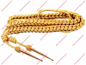 Aiguillette de alambre dorado para uniforme de ceremonia, Aiguillettes con 2 puntas doradas - Product Image 4