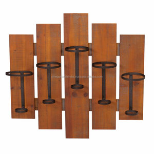Casier à vin en bois mural de 5 bouteilles pour bar et hôtel Stockage de vin, whisky et bière Support de bar en bois durable - Product Image 1