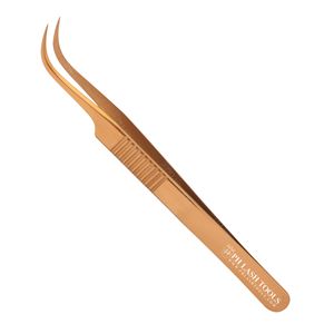 Wide Curved Tip Eyelash Extension Tweezer in Gold Color Private Label, Stainless Steel Curved Tip Eyelash Extension Tweezer - Product Image 3
