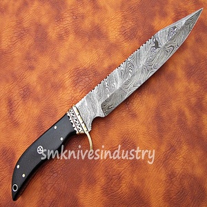Couteau de chasse de damas fait à la main, personnalisable avec un travail de fichiers,(smk13487) - Product Image 2