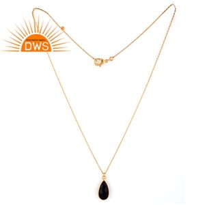 Lunette en pierre précieuse d'onyx noir, ensemble de pendentifs, fabrication de bijoux à la mode, laiton plaqué or 18k - Product Image 2