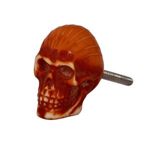 Poignées de tiroir modernes personnalisées Halloween Crâne en résine Poignées en métal antique faites à la main de haute qualité pour armoires de chambre à coucher Rouge Blanc - Product Image 1