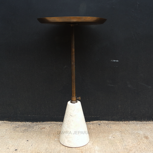 โต๊ะทองเหลืองโบราณและหินอ่อนโบราณสไตล์ร่วมสมัย - Product Image 5