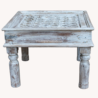 Table basse indienne en bois massif, forme carrée, 6 pièces, table d'angle sculptée, pour salon