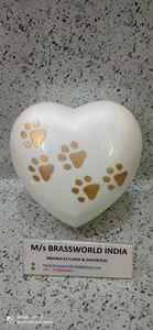 หัวใจสีขาวมุกด้วยโทนสีทองอุ้งเท้าพิมพ์สัตว์เลี้ยงเผาศพ Urn อุปกรณ์งานศพ - Product Image 2