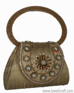 Women's Floral Evening <b>Clutch</b> <b>Wedding</b> Party Pillow Shape Satin Purse From Delhi Brand Potali - Product Image 2