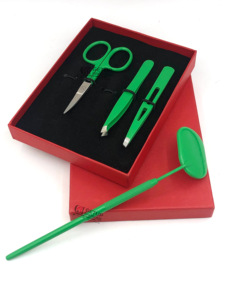 Professional Best Style <strong>Celery</strong> Powder Coating Stainless Steel Small <strong>Scissor</strong> Eyebrow Extension Tweezers Mirror Beauty Instruments