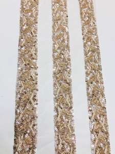 Encaje bordado hecho a medida con cuentas negras, apto para uso como embellecedores de ropa y adornos de muebles para el hogar - Product Image 6