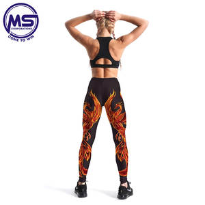 Ropa de gimnasio personalizada para mujer, pantalones de entrenamiento elásticos con estampado de Fénix 3D, mallas deportivas largas de tela de punto de cintura alta - Product Image 4