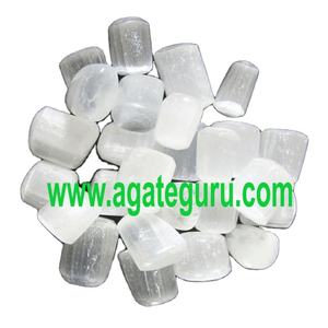 Piedra preciosa natural blanca de selenita calidad AAA caída de la India - Product Image 1