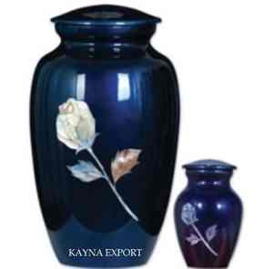 Urne funéraire en métal bleu brillant, nouveau design, en aluminium, pas cher, à vendre, dernier design, fournitures funéraires, urne en métal - Product Image 1