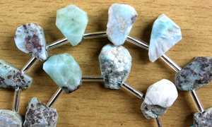 21pcs pierre précieuse naturelle Larimar en bleu forme inégale côté supérieur percé brut non traité pour la fabrication de bijoux en gros - Product Image 2