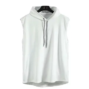 Sleeveless pullover Summer Ice Silk solid color vest men's undershirt youth sports fitness plus size hoodie