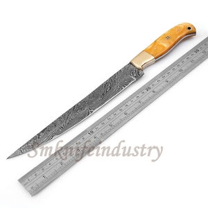 Custom Hand Forged Damascus Fillet knife With leather Sheath cover (smk1595) - Product Image 5