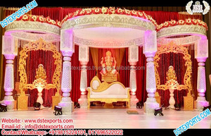Magnifique mariage en fibre papillon Mandap Look chic mariage indien Mandap magnifique or fibre sculpté meilleur mariage Mandap vente Royaume-Uni - Product Image 5