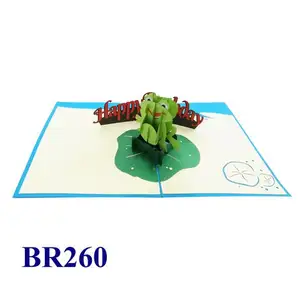 Birthday Frog Pop Up Card Kirigami 3D Laser Cut Wholesale Hot Products Handmade Gift Birthday Greeting Best Seller