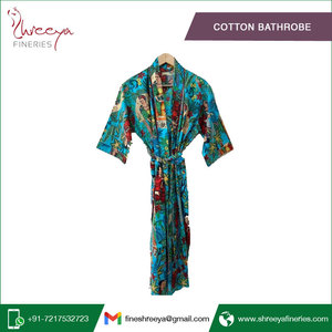 Albornoz de algodón 100% con cuello en V y cierre de cordón de media manga, conjunto de Bata hasta la rodilla para uso en Spa para verano invierno primavera - Product Image 3