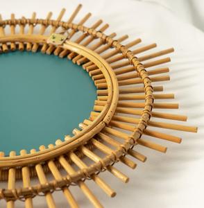 Espejo de Baño Redondo Estilo Europeo, Espejo de Pared de Ratán Hecho a Mano, Material de Vidrio para Uso Diario, Decoración del Hogar, Hecho en Vietnam - Product Image 2