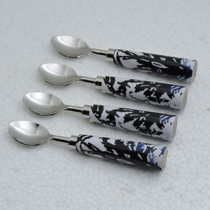 Mango impreso esmaltado y cuchara de té de acero inoxidable, Juego de 4 piezas para juego de cubiertos al por mayor, juegos de vajilla, gran oferta - Product Image 3