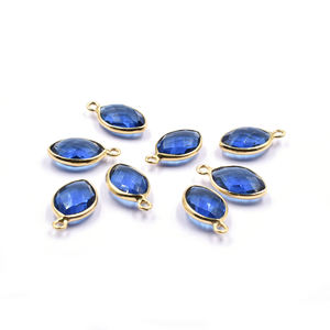 จี้เงินทรงมาร์ควิสประดับอิโอไลต์ควอตซ์ ขนาด 15 ถึง 17 มม. พร้อมห่วงชุบทอง - Product Image 5