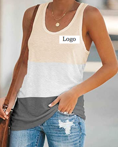 Camisetas sin mangas con bloque de Color para mujer, ropa informal básica de Yoga con espalda cruzada, de verano - Product Image 6