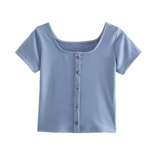 New Design Fashionable Casual <b>Ladies</b> <b>Short</b> <b>Sleeve</b> Plain T Shirts Women <b>Tops</b> 2025 - Product Image 4