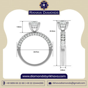 Rikhava Bague solitaire élégante en or blanc 10 carats pour femme avec diamant naturel Bijoux élégants - Product Image 2