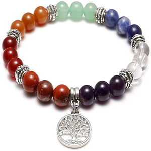 Pulsera de cuentas de chakra de cristal al por mayor con bola de ágata budista de estilo clásico flor de la vida para meditación y espiritualidad - Product Image 1