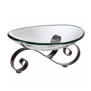Bol de service à fruits en verre design avec support en fer Bol décoratif de table de qualité supérieure pour la maison - Product Image 1