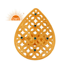 Blue Zircon Gemstone Ring 24k Gold Plated Brass Fashion Jewelry Wholesale Fashion Brass Ring - Product Image 1