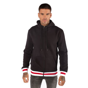 Pull à capuche de haute qualité pour hommes, style Streetwear noir avec design personnalisé, côtes doublées et manchettes, approvisionnement OEM - Product Image 1