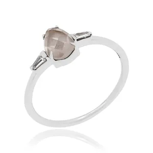 Manufacture supplier bulk jewelry 925 sterling silver ring rose quartz CZ multi gemstone ring wholesale