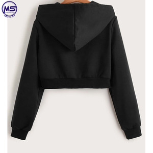 Top corto con capucha sexy de talla grande para mujer, jersey con estampado de logotipo personalizado, jersey de tela, diseño de invierno OEM - Product Image 4