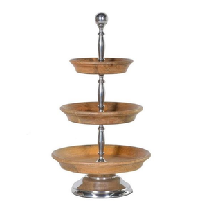 Exhibidor de Pasteles de Madera de Tres Niveles, Hecho a Mano, de Alta Calidad, con Forma Redonda, Bandeja de Mesa, Nuevo y Elegante - Product Image 1