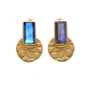 Pendientes de tuerca de piedras preciosas de labradorita genuina hechos a mano sólido 925 plata esterlina diamante piedra principal oro joyería fina Casa de Plata - Product Image 1