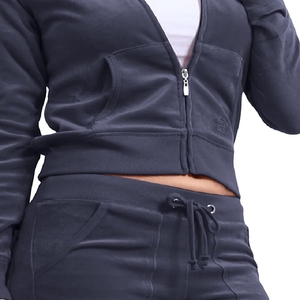 Velvet Custom Women Tracksuit <b>Jogger</b> Suit Training Sweatsuit Women Crop Top Hooded Gym Tracksuit by Inspire Apparel - Product Image 5