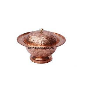 Design gaufré Forme arrondie Cuivre Table à manger Vaisselle Ustensiles Pot de service alimentaire Forme arrondie Pot de service alimentaire - Product Image 1