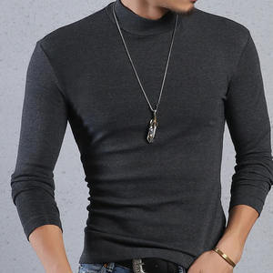 Últimos diseños de los hombres 95% algodón 5% elastán. Camisa de corte Slim a granel manga larga T-Shirt llano gimnasio los hombres la camiseta de manga - Product Image 4