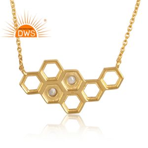 Pédale en nid d'abeille et chaîne de bijoux, pierre précieuse blanche plaquée or 925 argent Sterling, vente en gros - Product Image 3