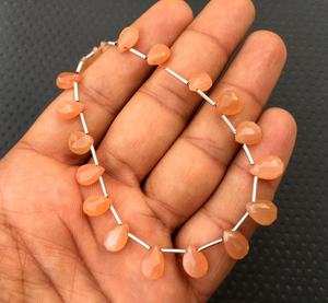 21 Pieces Natural Peach <b>Moonstone</b> Faceted Pear Shape Beads Beautiful Stone Making Jewelry for DIY Bracelet <b>Necklace</b> - Product Image 2