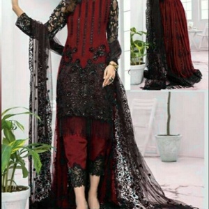Traje Salwar de Seda de Diseñador Pakistaní Indio 2022, Colección de Bodas y Eid, Tela Chifón Shalwar, Vestido en Venta - Product Image 1