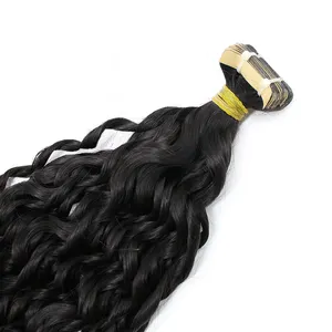 Double Drawn Remy European Tape In Hair Extensions romantic curly color 40 pcs per 100 grams