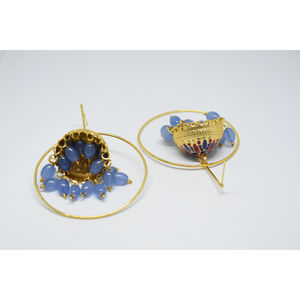 Partywear meenakari-pendientes largos de latón con acabado mate dorado, tradicional, hechos a mano, jhumka, para niñas y mujeres - Product Image 3