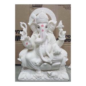 ที่มีคุณภาพสูงสีขาวหินอ่อนพระพิฆเนศนั่งไอดอล - Product Image 1