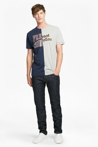 Custom T Shirt with Crew Neck Half Sleeve Color Block Two Tone t Shirt Split t Shirts with Embroidered logo - Product Image 2