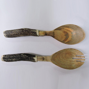 Service à salade décoratif en bois durable, nouveau Style élégant durable avec Agate attachée pour Table à manger 12 pouces - Product Image 3