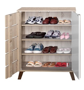 Meuble à chaussures moderne pliable à 2 portes en MDF aggloméré pour la maison, l'appartement, l'hôtel, l'entrée et le salon - Product Image 2