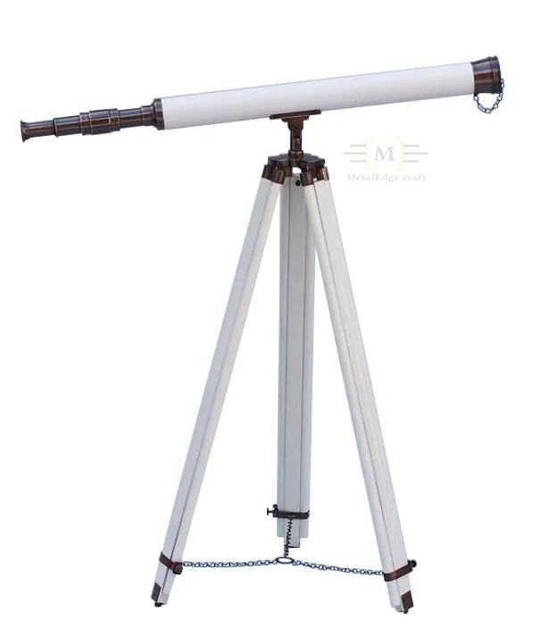 Düşük maliyetli deniz antik deniz ayaklı beyaz deri liman ustası teleskop ahşap tripod premium kalite